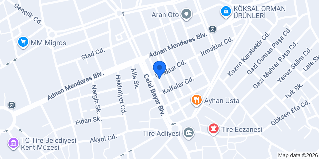 Üstün oto servis konumu