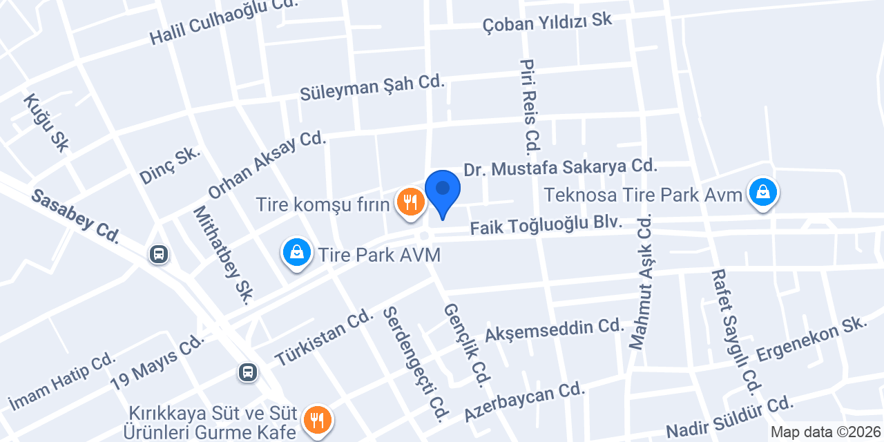 Tire Demiroğlu Baklavaları konumu