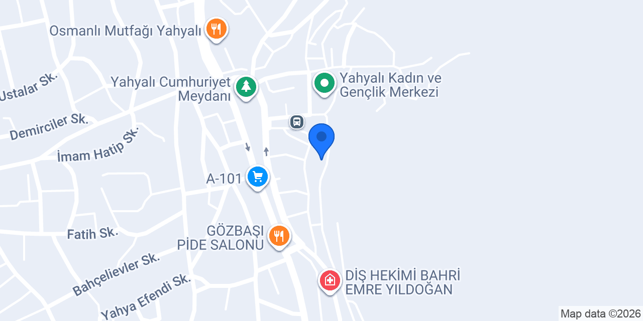 Yahyalı Çakır Otel konumu