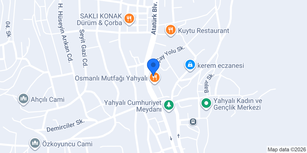 YAHYALI KÖŞK RESTORAN konumu