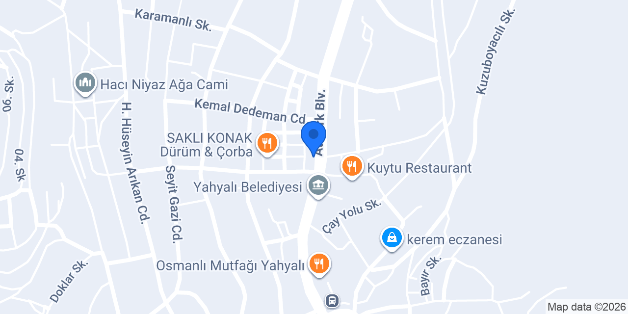 Safir Çiçekçilik Yahyalı konumu