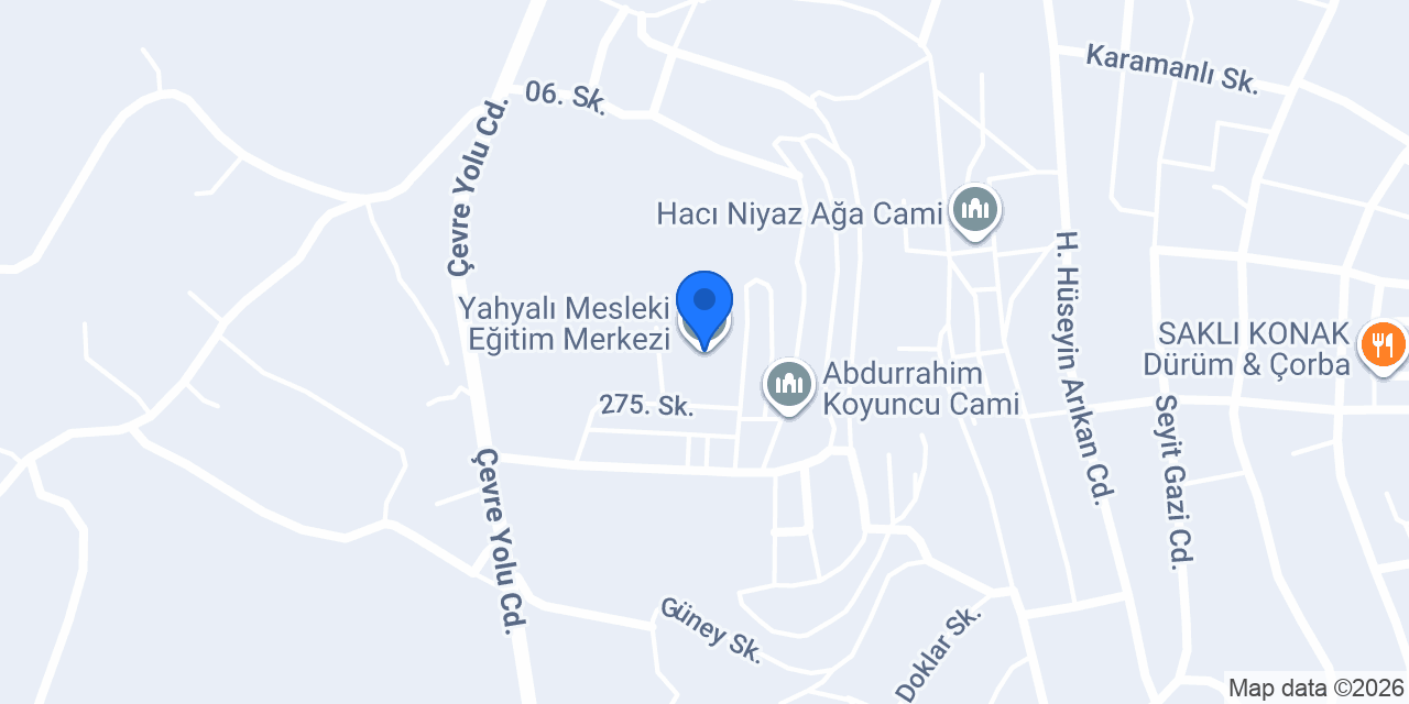 Yahyalı Mesleki Eğitim Merkezi konumu