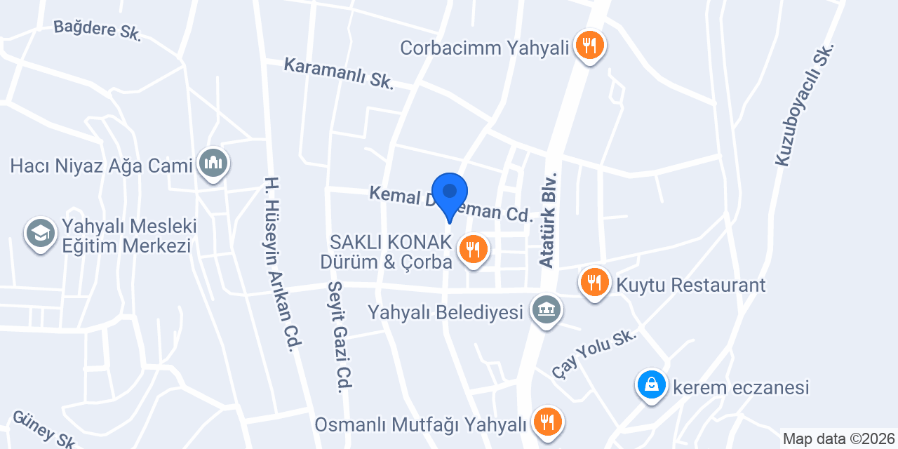 Yahyalı İlçe Müftülüğü konumu