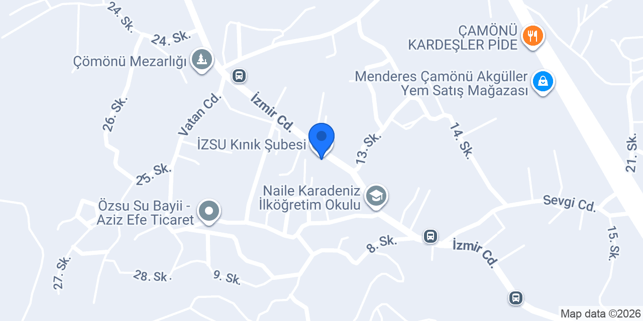 İZSU Kınık Şubesi konumu