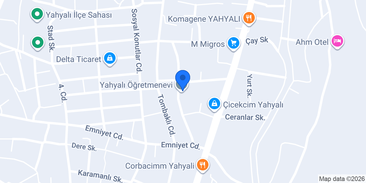 Yahyalı Öğretmenevi konumu