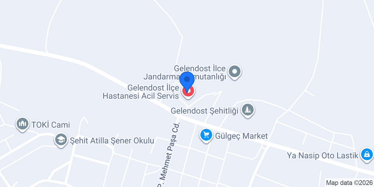 Gelendost İlçe Devlet Hastanesi konumu