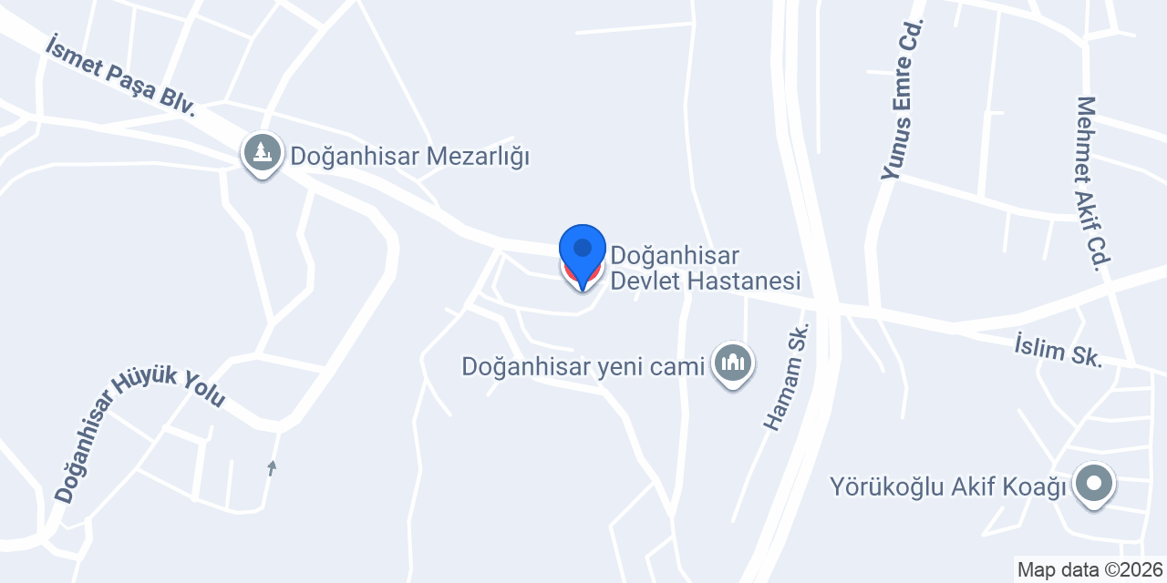 Doğanhisar Devlet Hastanesi konumu