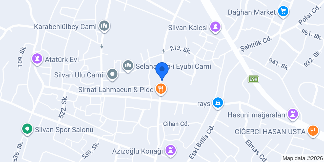 Bilkent Eğitim Kurumları Silvan konumu