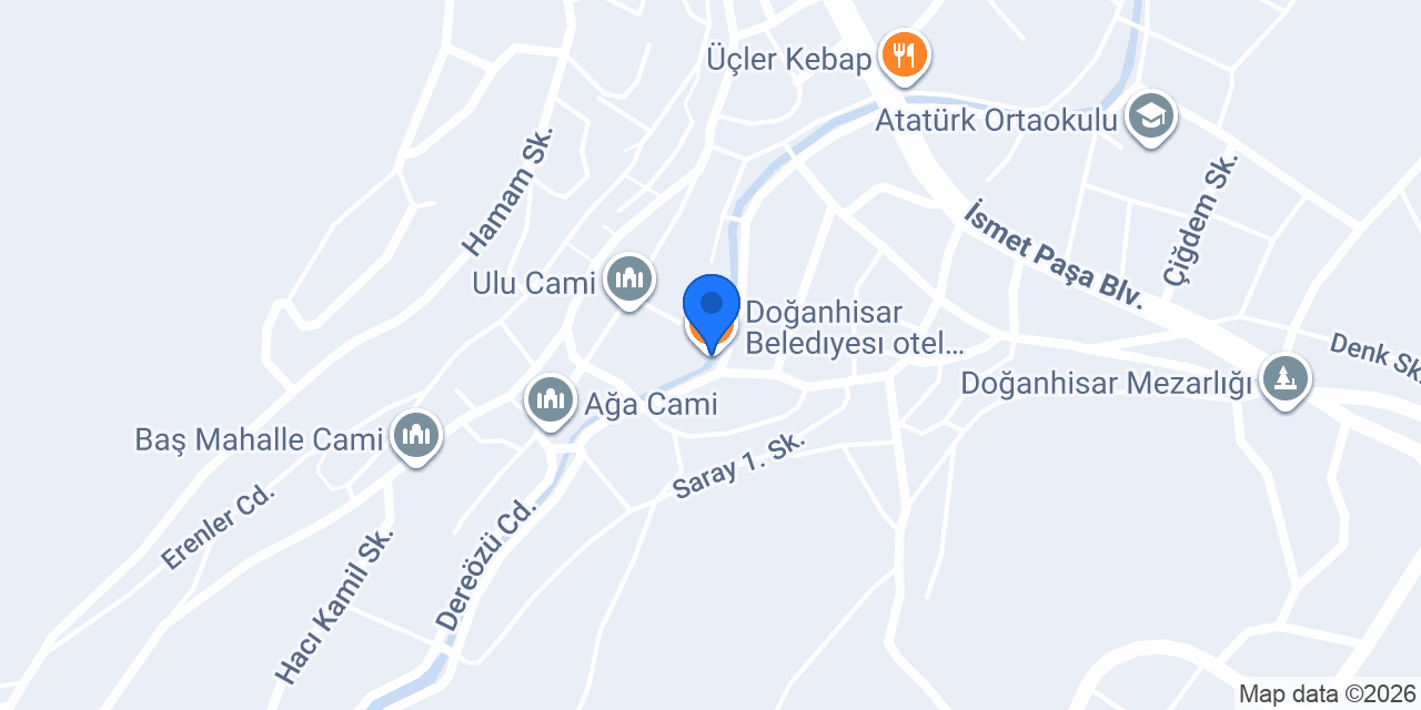 Doğanhisar Beledıyesı otel, restorant ve teras cafe konumu