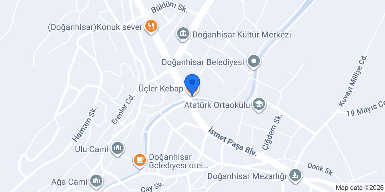 Üçler Kebap konumu