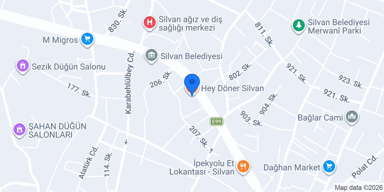 Hey Döner Silvan konumu