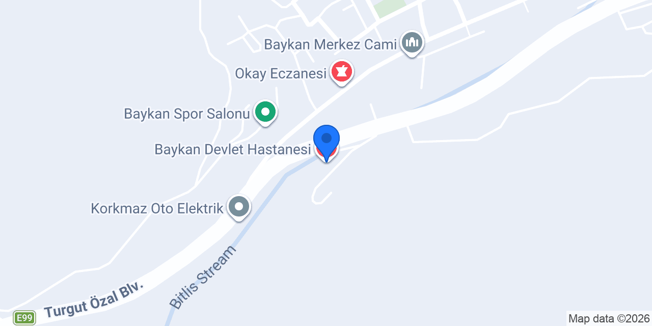 Baykan Devlet Hastanesi konumu