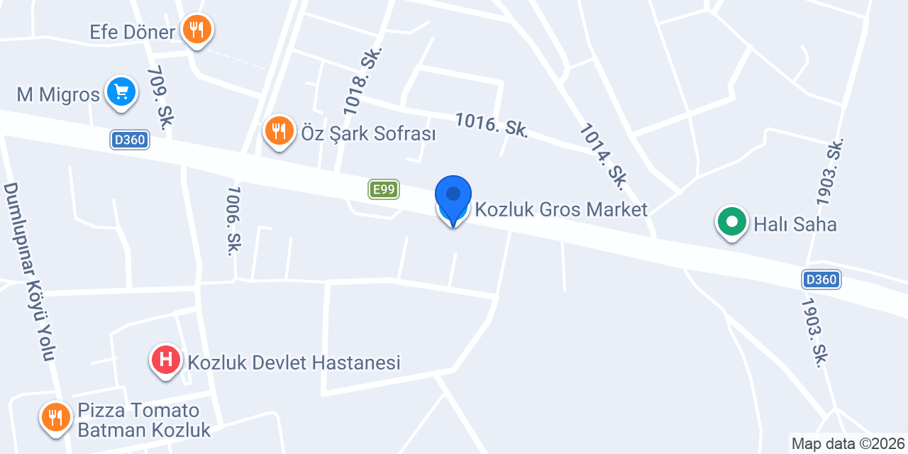 Kozluk Gros Market konumu