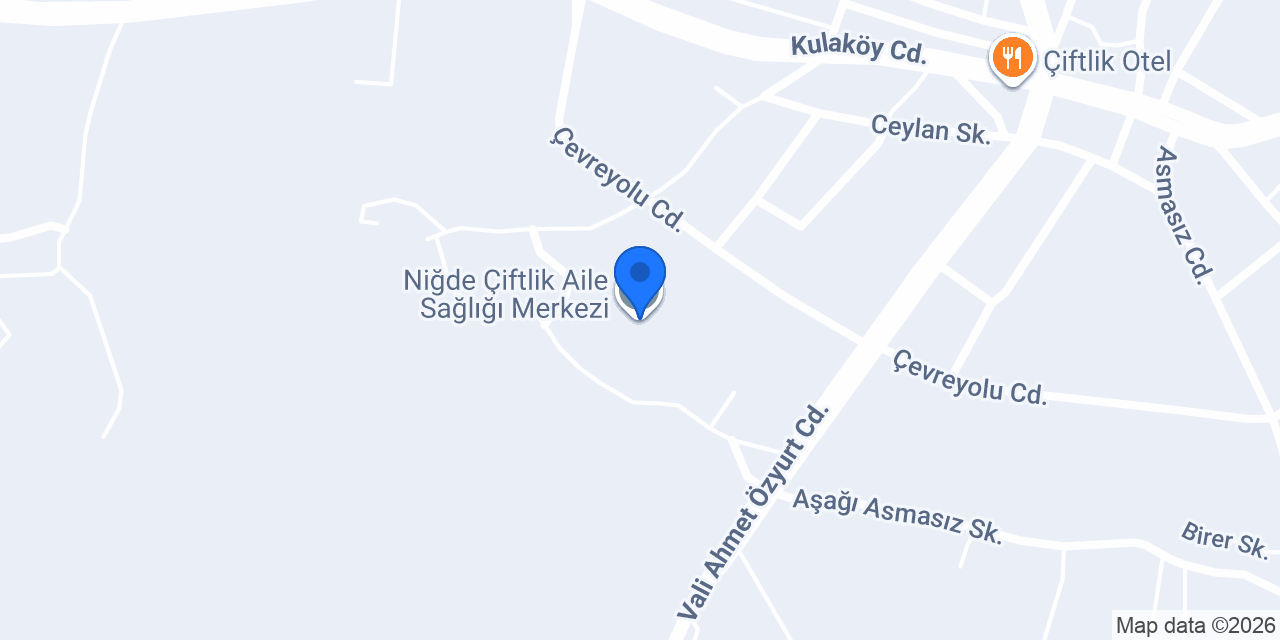 Niğde Çiftlik Aile Sağlığı Merkezi konumu