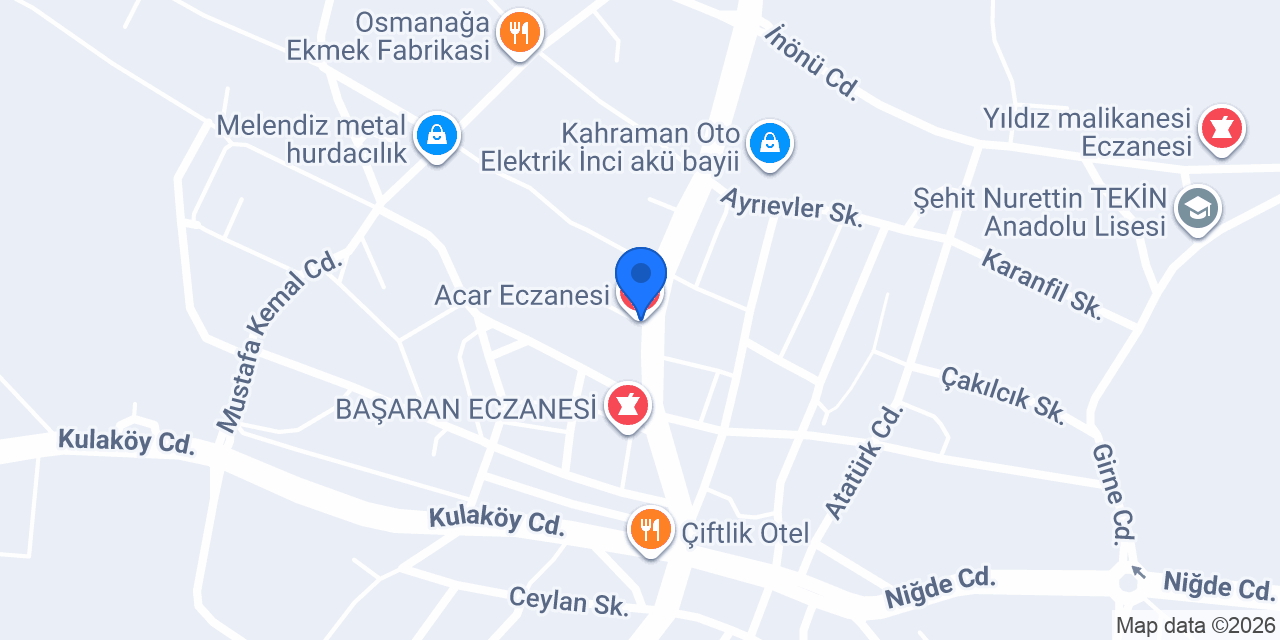 Acar Eczanesi konumu
