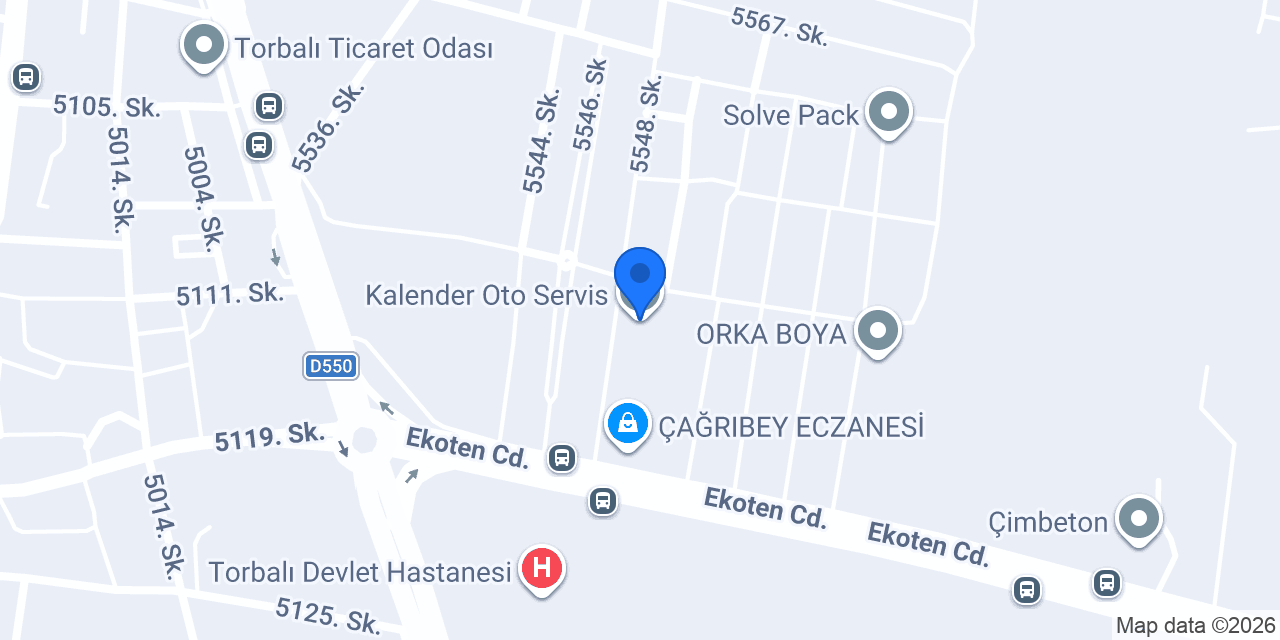 Kalender Oto Servis konumu