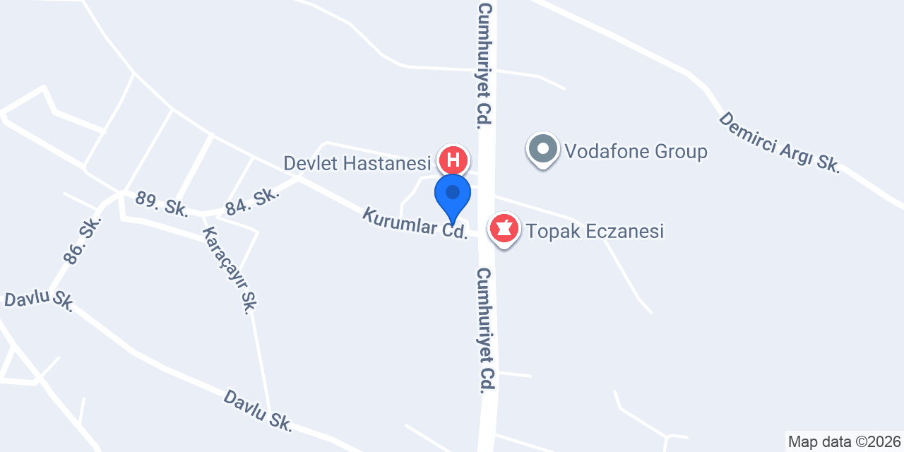 Çiftlik Merkez Aile Sağlık Merkezi konumu
