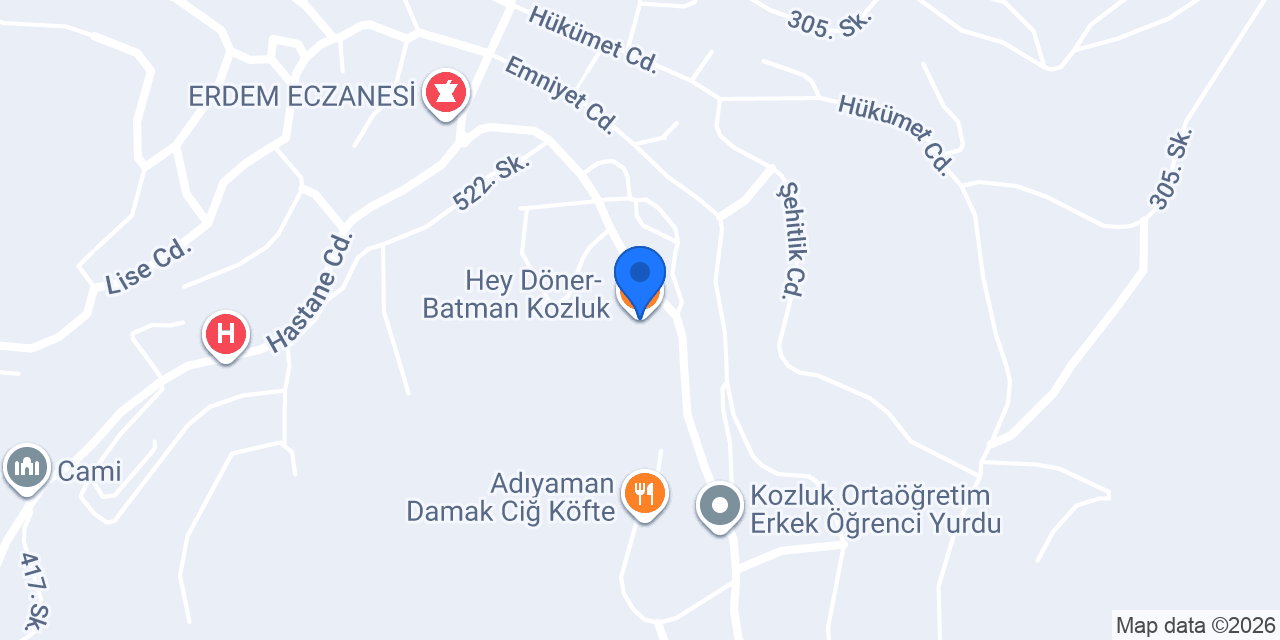 Hey Döner- Batman Kozluk konumu