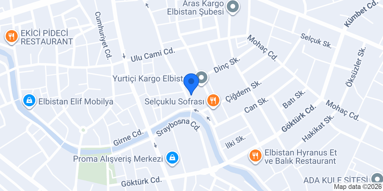 AURA ÇANTA ELBİSTAN konumu