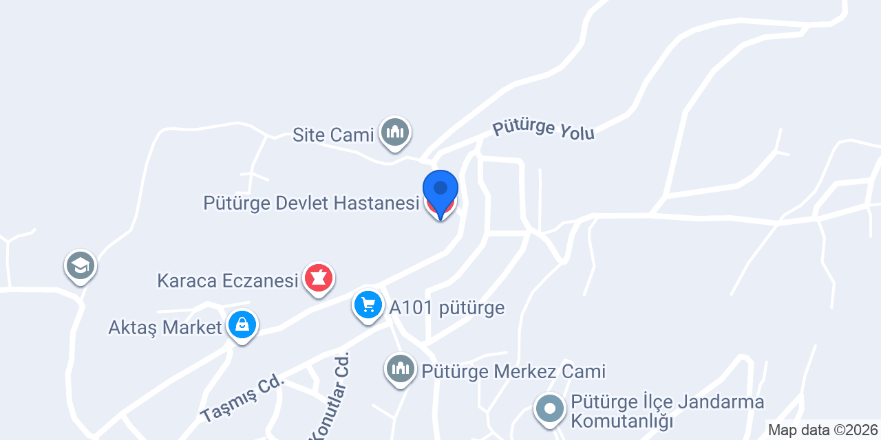 Pütürge Devlet Hastanesi konumu