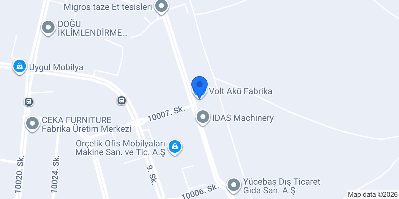 Volt Akü Fabrika konumu