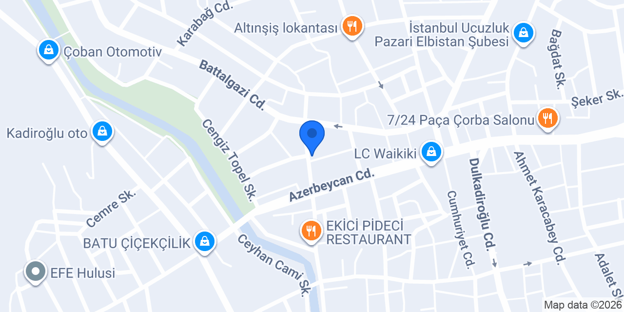 Elbistan çilingir kilit anahtarcı konumu