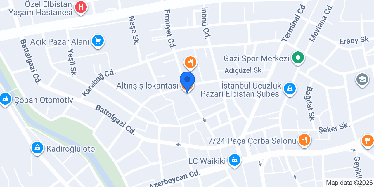 Altınşiş lokantası konumu