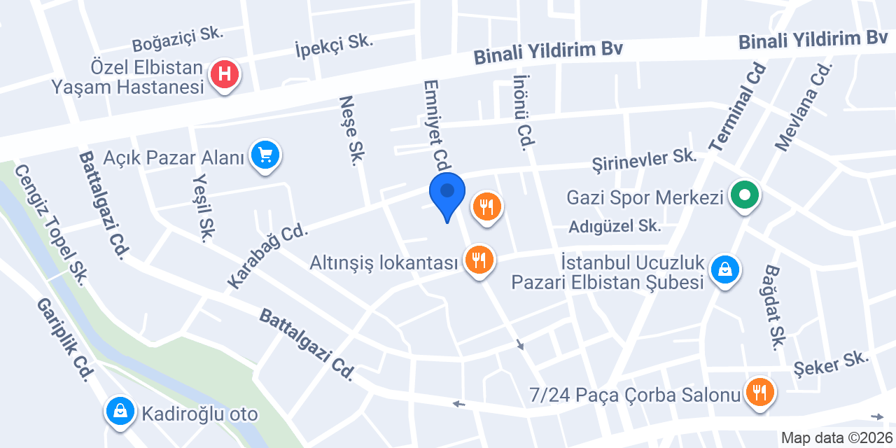 Elbistan Köker Otel konumu