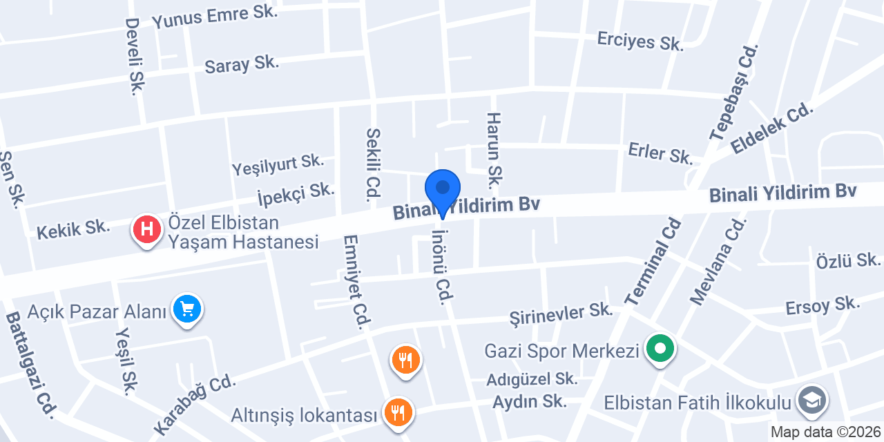 Elbistan Eylül Oto Lastik konumu