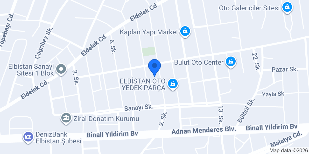 Bilir Oto Yedek parça konumu