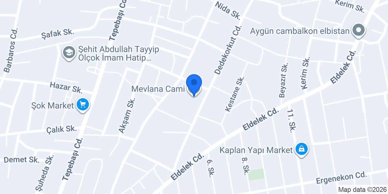 Mevlana Cami konumu