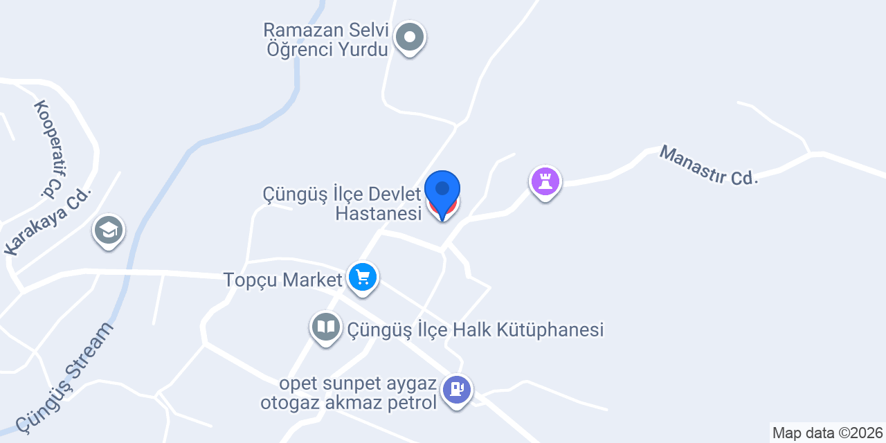 Çüngüş İlçe Devlet Hastanesi konumu