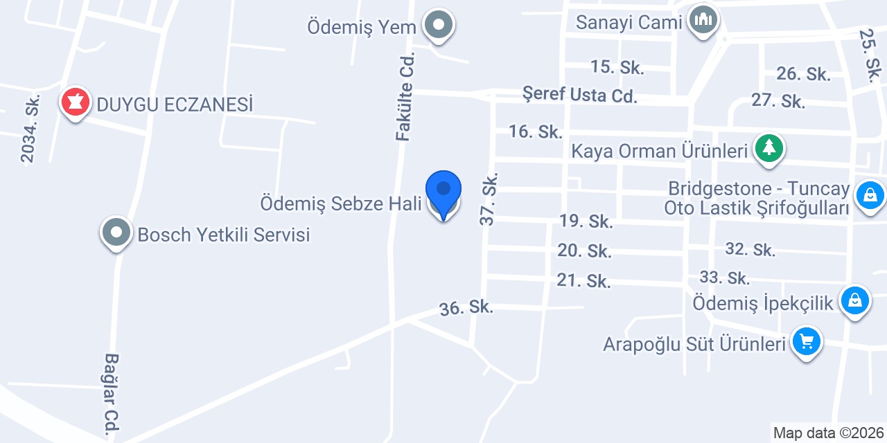 Ödemiş Sebze Hali konumu