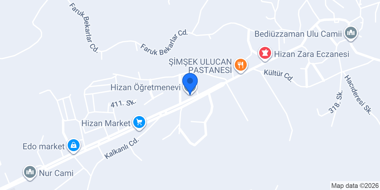 Hizan Öğretmenevi konumu