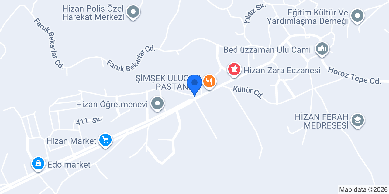 Bitlis Taç Turizm Hizan Şubesi konumu