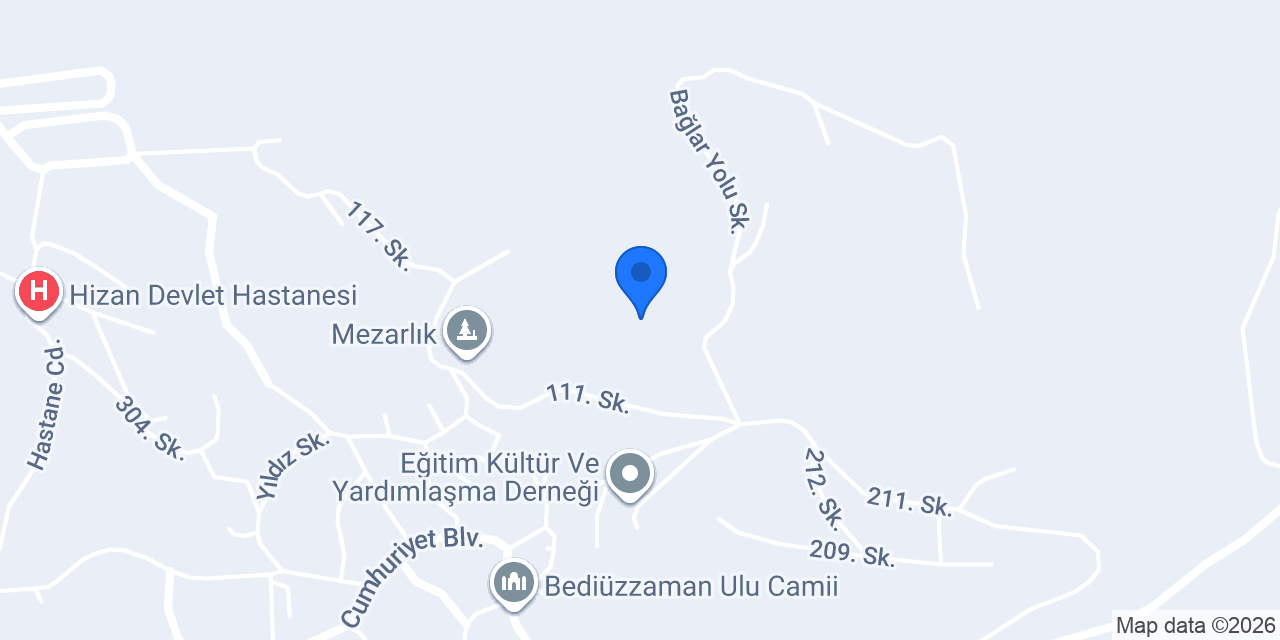 Hizan İlçe Sağlık Müdürlüğü konumu