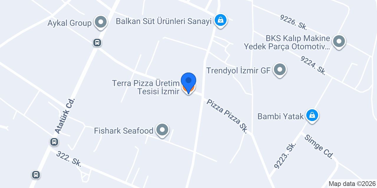 Terra Pizza Üretim Tesisi İzmir konumu