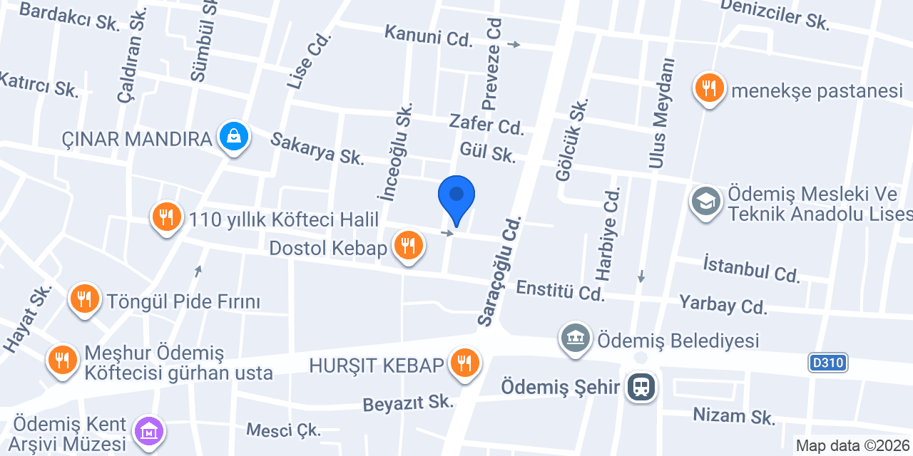 Ödemiş Harita Mühendislik konumu