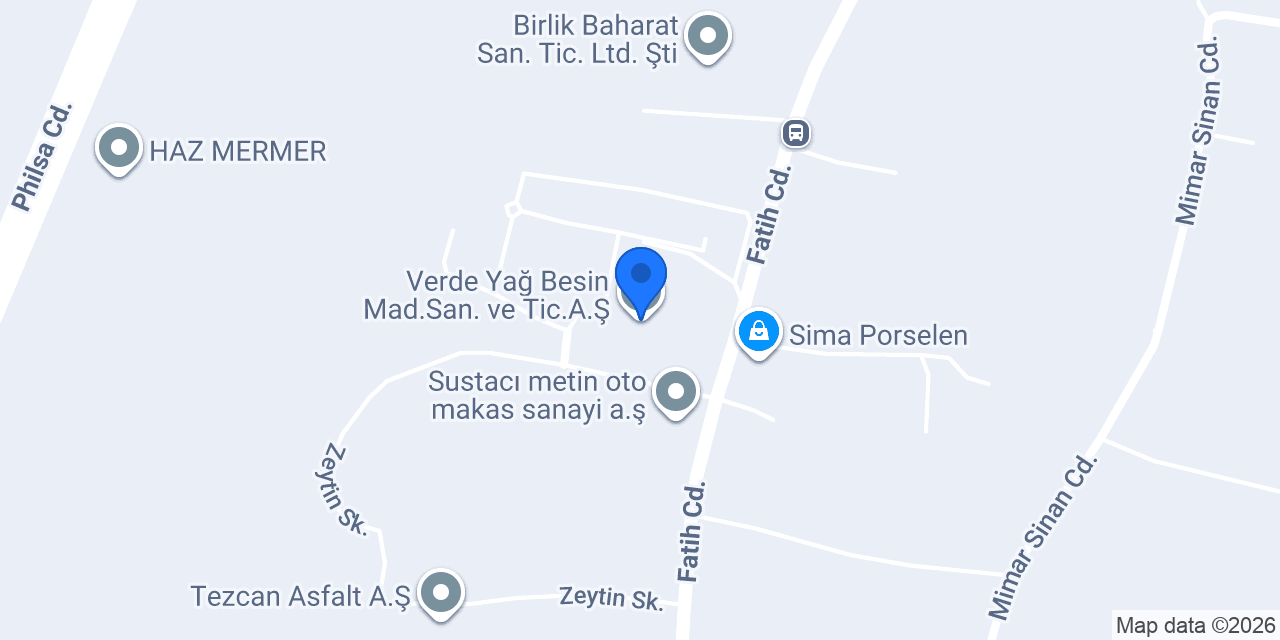 Verde Yağ Besin Mad.San. ve Tic.A.Ş. konumu