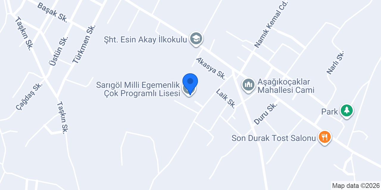 Sarıgöl Milli Egemenlik Çok Programlı Lisesi konumu