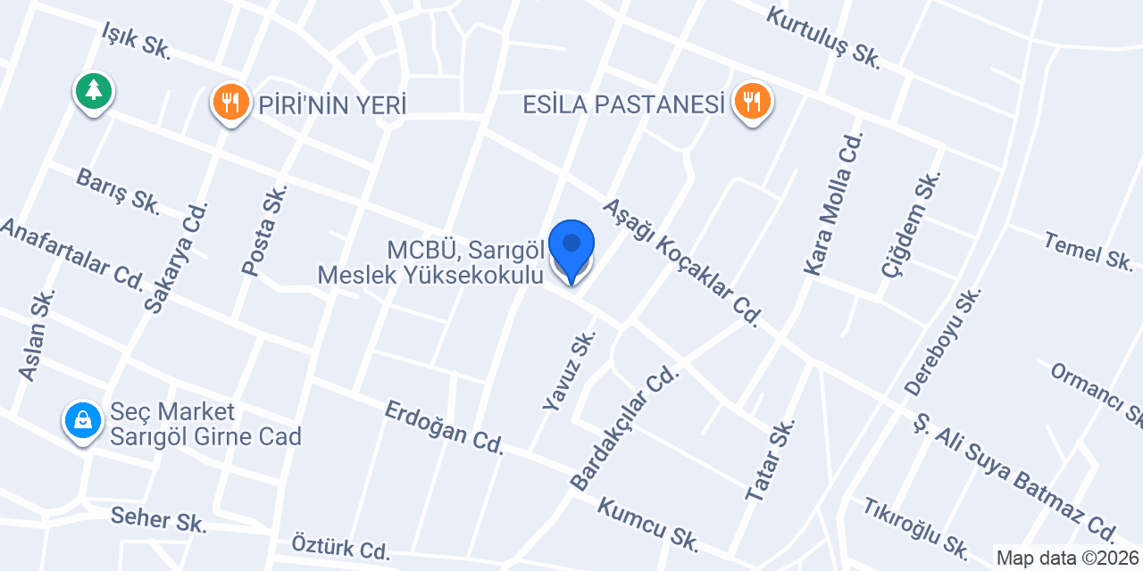 MCBÜ, Sarıgöl Meslek Yüksekokulu konumu