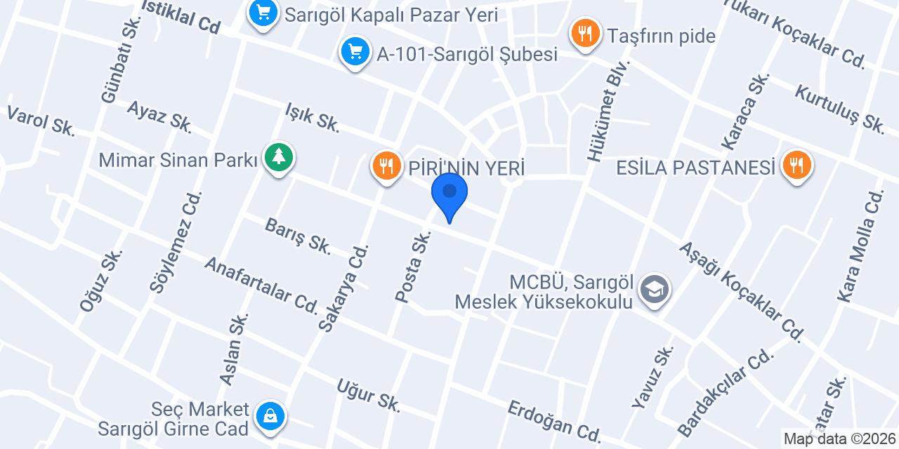Sarıgöl Vergi Dairesi konumu