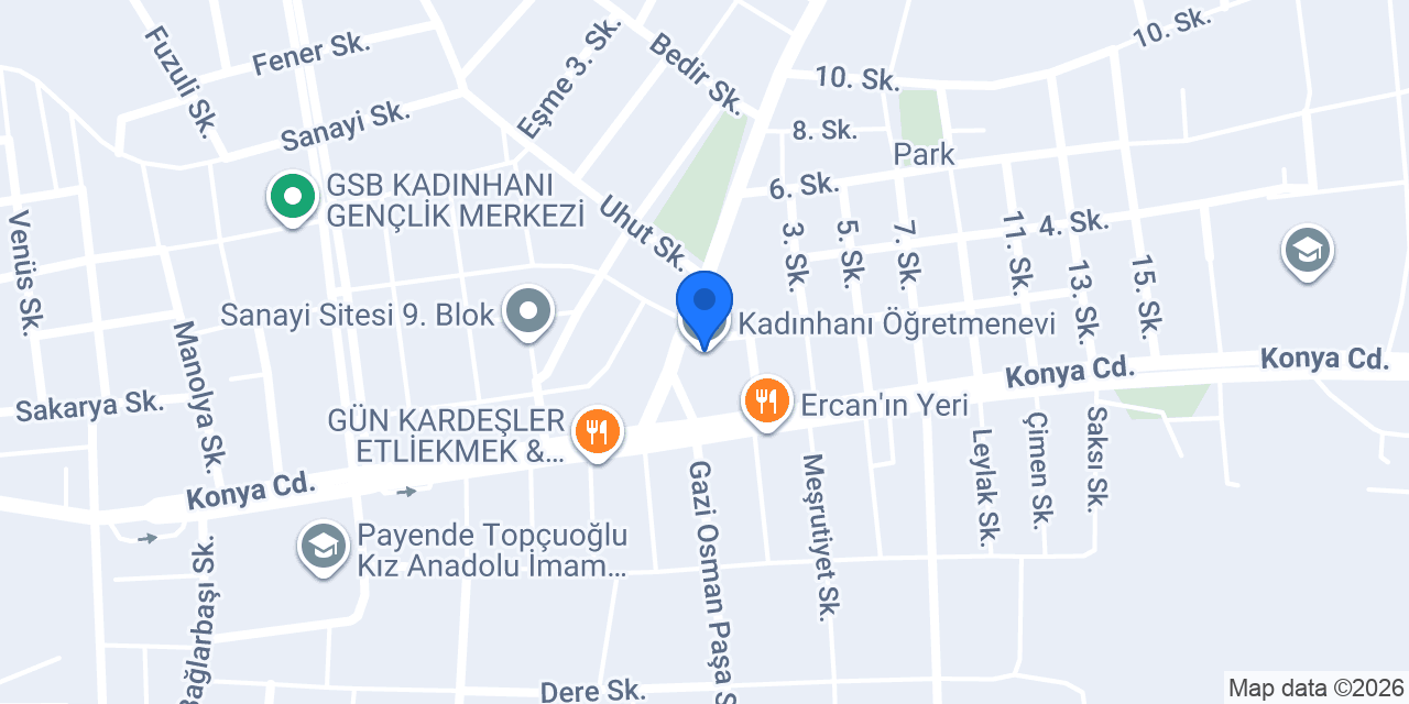 Kadınhanı Öğretmenevi konumu