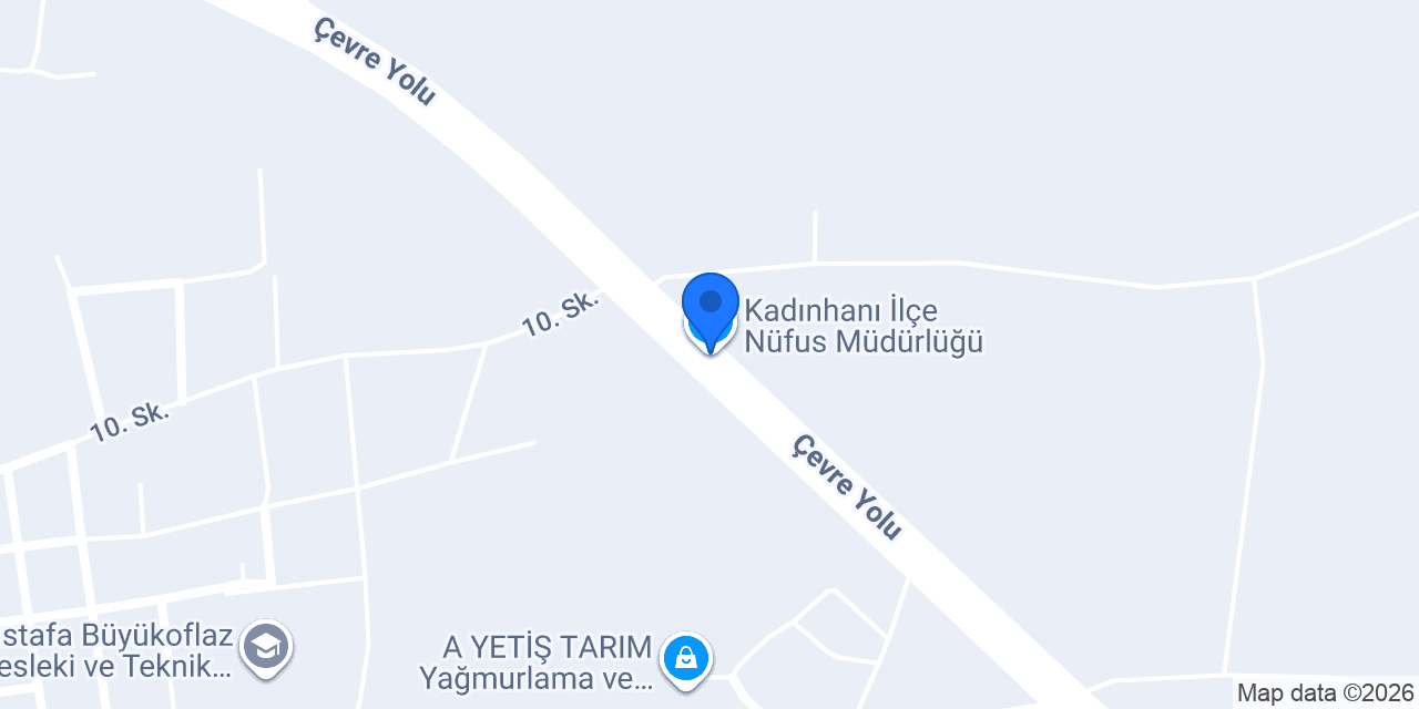 Kadınhanı İlçe Nüfus Müdürlüğü konumu