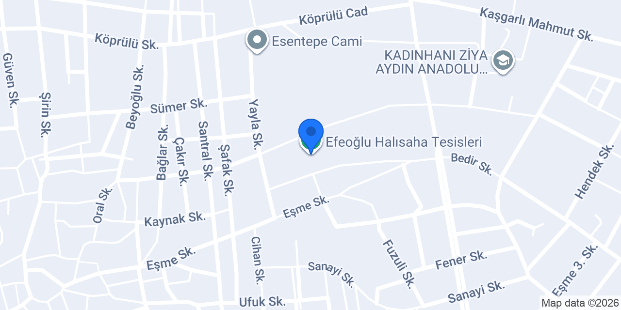 Efeoğlu Halısaha Tesisleri konumu