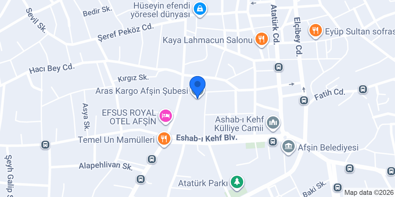 Aras Kargo Afşin Şubesi konumu