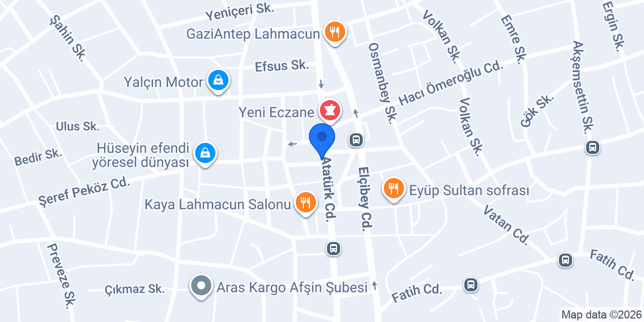 Öz Gaziantep Baklava Salonu konumu