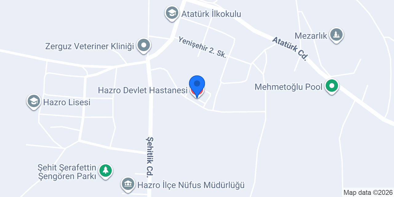 Hazro Devlet Hastanesi konumu