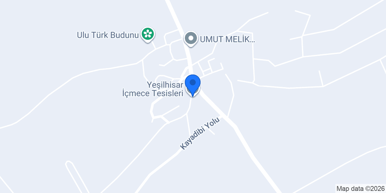 Yeşilhisar İçmece Tesisleri konumu