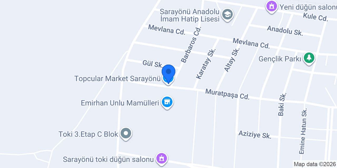 Topcular Market Sarayönü konumu